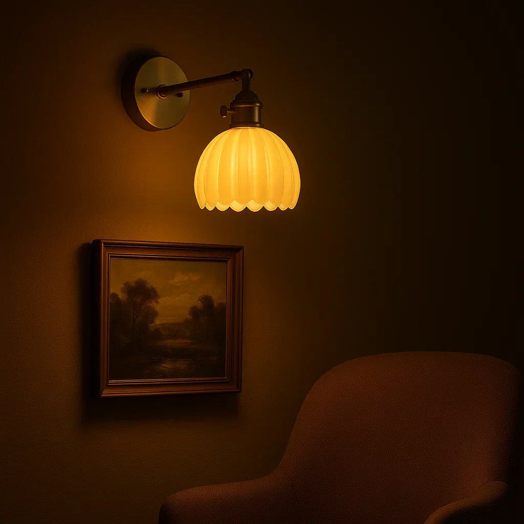 Norvo | Retro Vegglampe | Glass Tulipan Skjerm Vintage Vegglampe