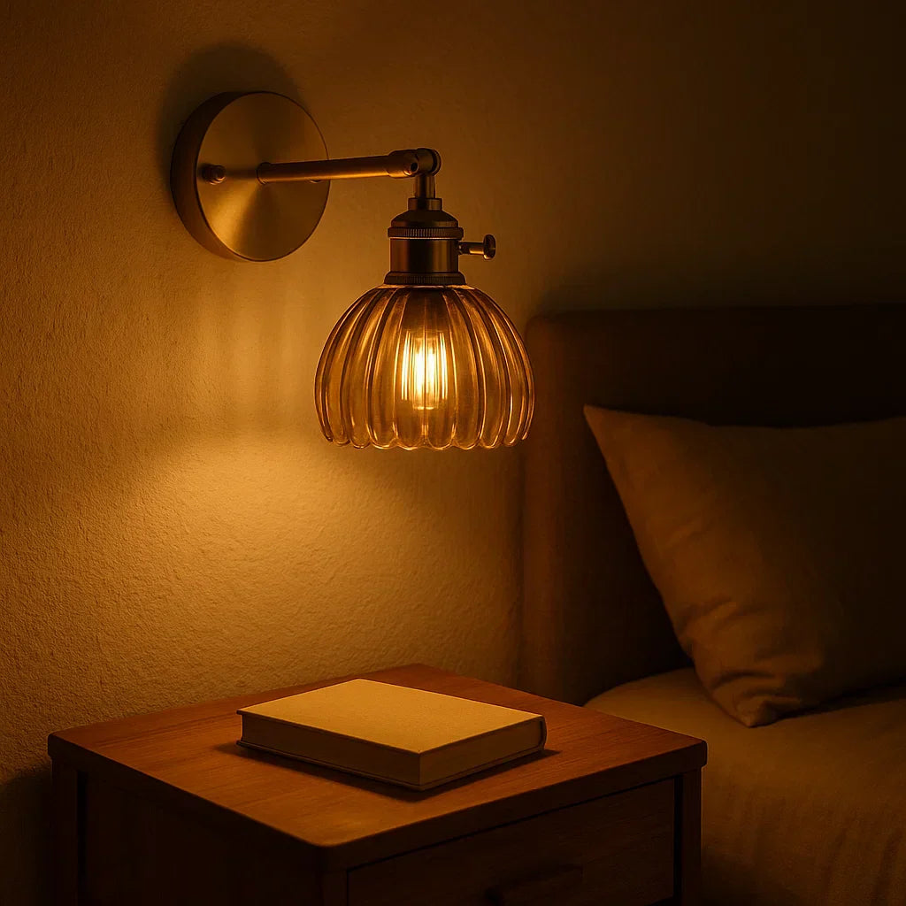 Norvo | Retro Vegglampe | Glass Tulipan Skjerm Vintage Vegglampe