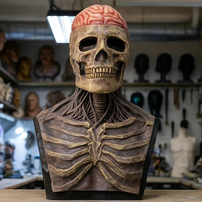 Norvo | Realistisk skjelettmaske med hatt for ultimate Halloween-transformasjoner