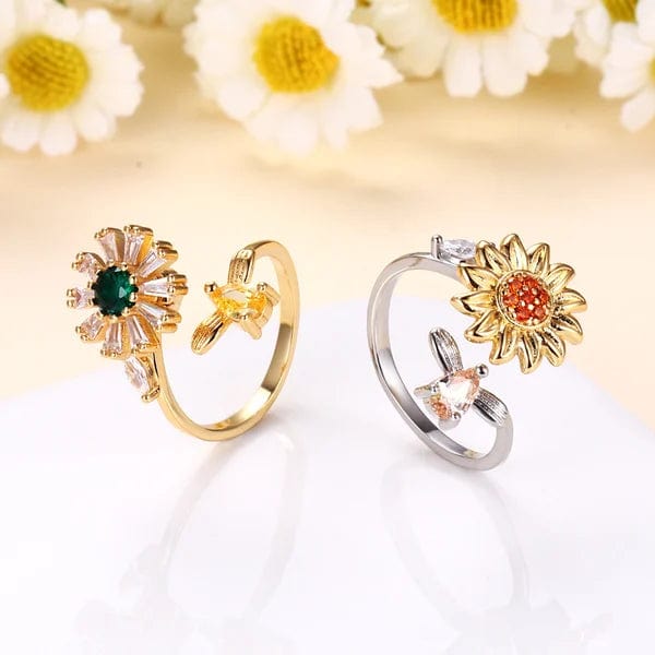 Norvo | Solblomst Ring Justerbar Roterende Solblomst Ring