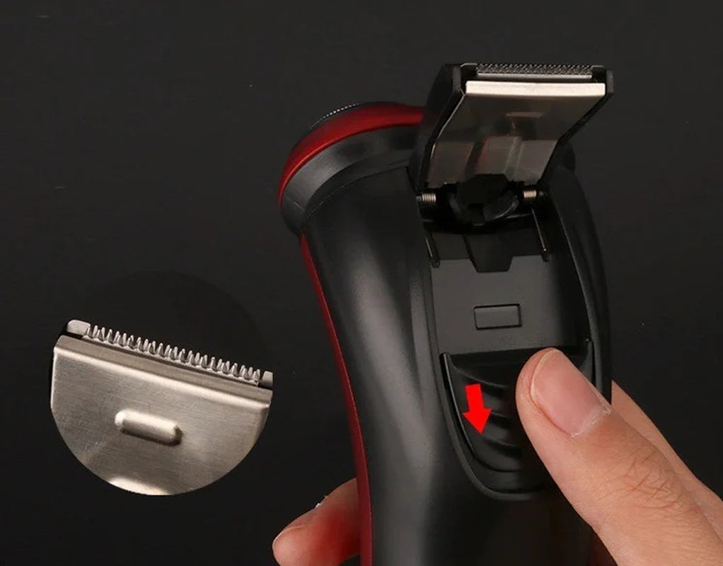 Norvo | Roterende barbermaskin Vanntett Elektrisk barbermaskin Pop-Up hårtrimmer Vått Tørt Trådløs