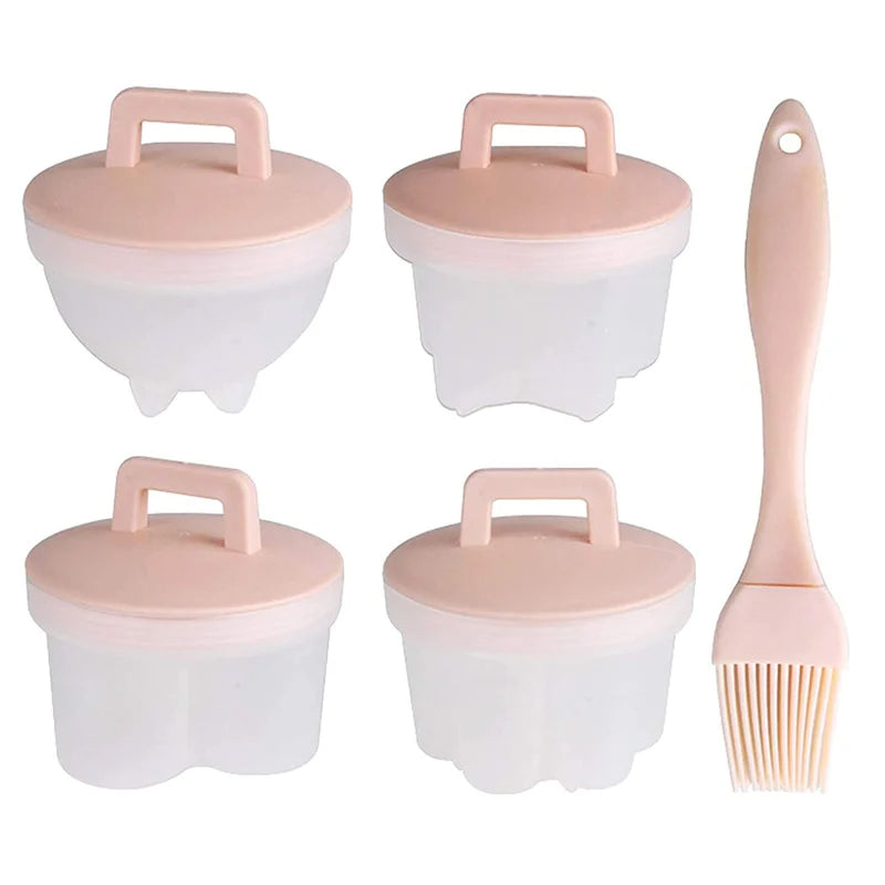 Norvo | Søt Kokt Egg Form🥚🥚4 PCS/Sett Med Pensel