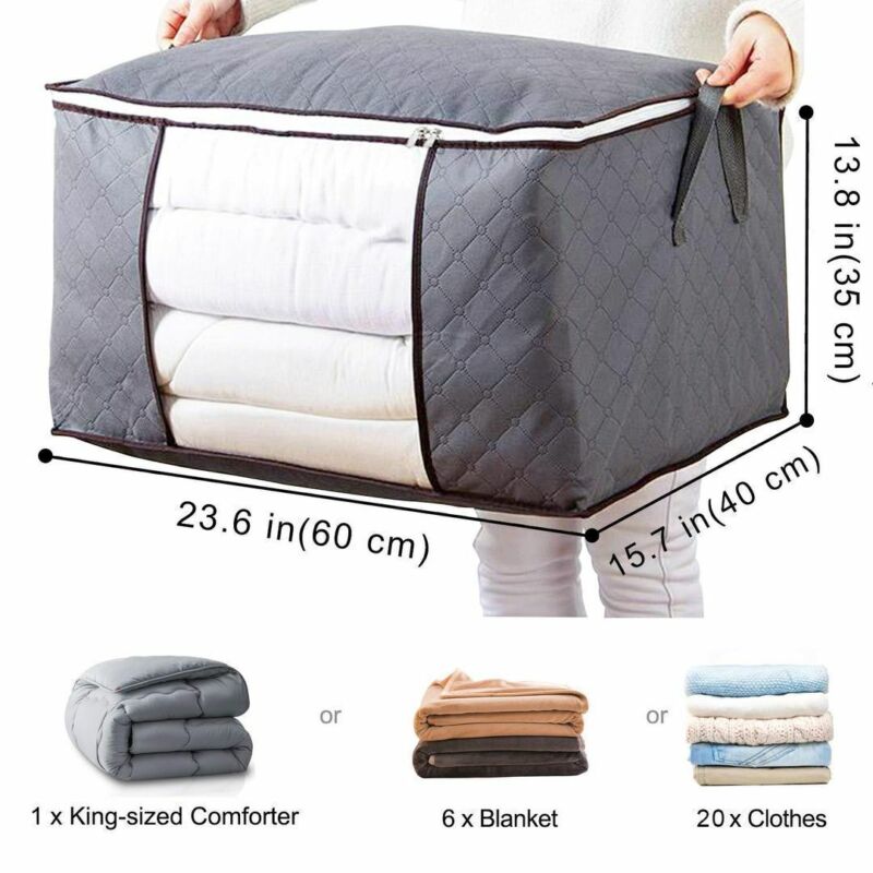 Norvo | Klær Quilt Teppe Oppbevaringsbag Stoff Hjem Organisator Boks Poser Glidelås