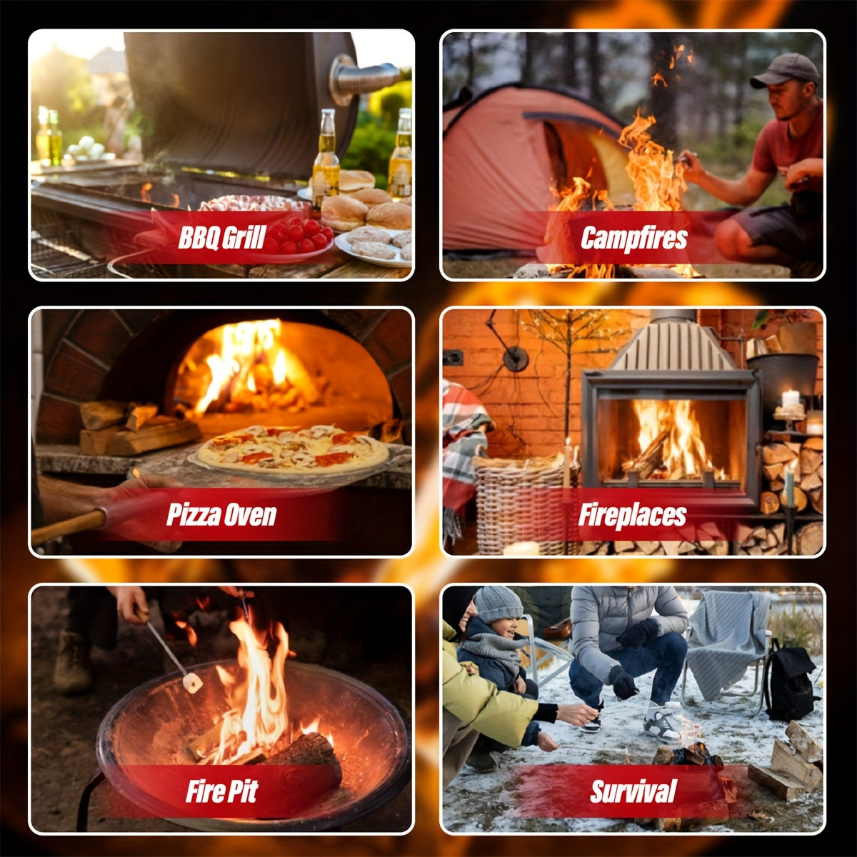 Norvo | 72-Pack Allværds Tre-kull Tennbriketter – Røykfri, Luktfri – Ideell for Grill, Peis, Kamin, BBQ, Vedovn, Røker – Allsidig oppvarming for Innendørs- og Utendørsområder