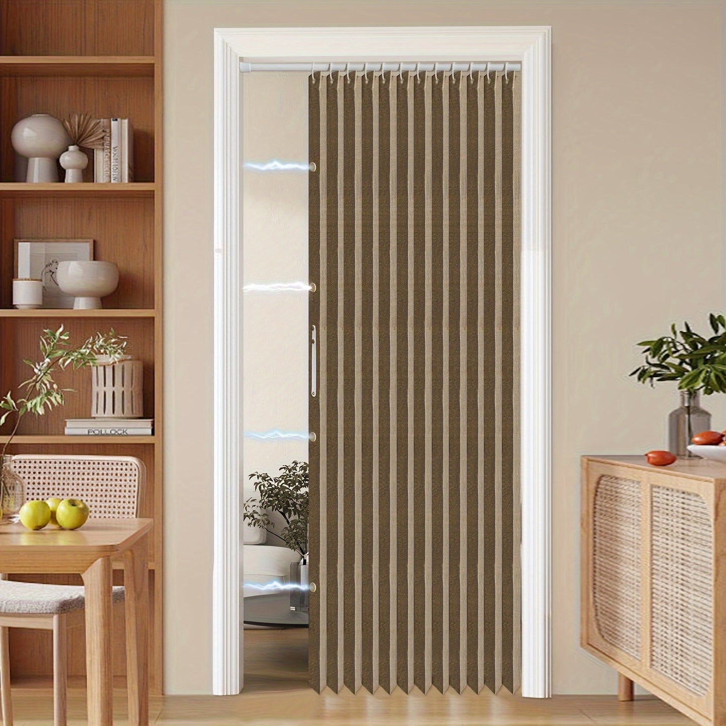 Norvo | Fargerik magnetisk faltegardin – Enkel innredning, plassbesparende romdeler for hjem og virksomhet – Livlig kunstnerisk design, maskinvaskbart polyester
