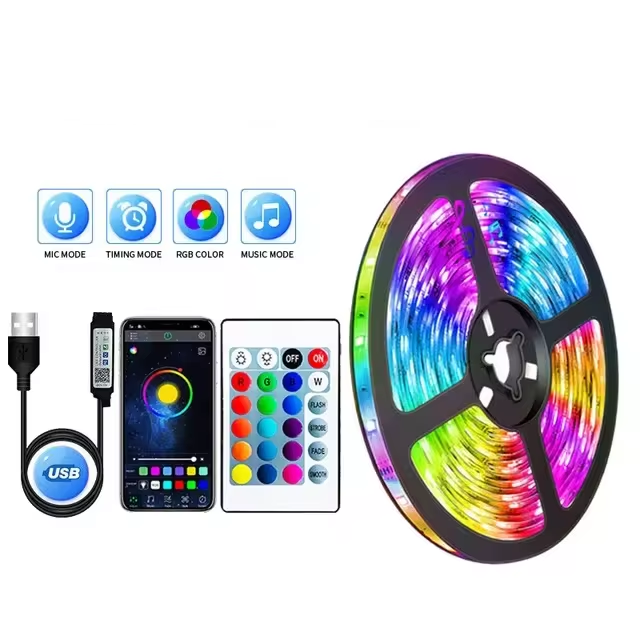 Norvo | RGB LED-bånd med USB-tilkobling - Fargeforandrende lys for omgivelses- og TV-belysning