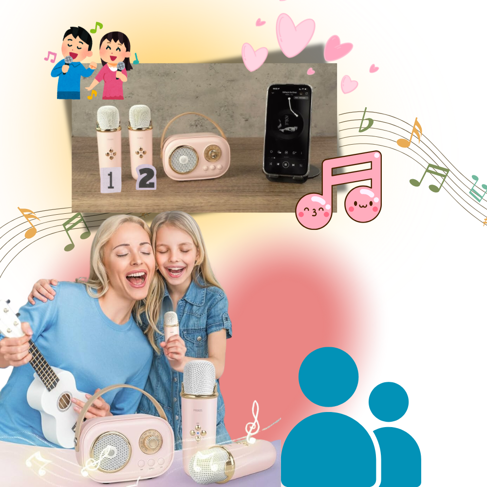 Bluetooth-Mini-Karaoke For Barn Med Dobbel Mikrofon