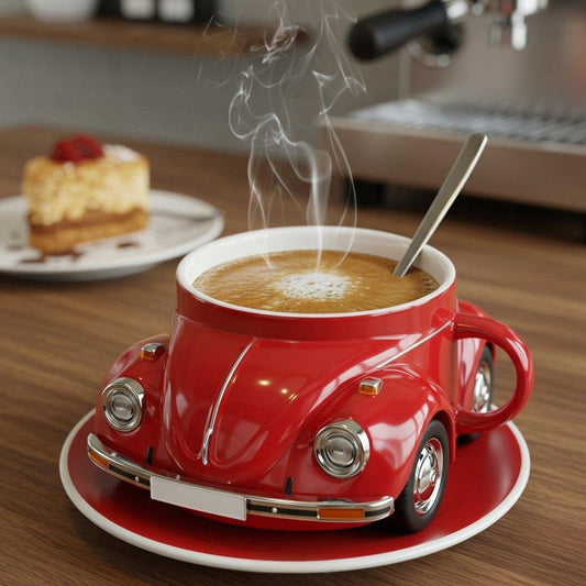Norvo | RetroCar Keramisk Kaffe-Kopp – Unik 3D Design for Kaffe & Te