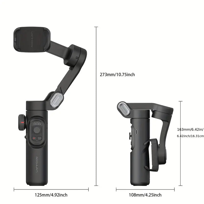 Norvo | SmartPro Smartphone Gimbal Stabiliser – Sammenleggbar 3-akset hånden stabilisator for iPhone & Android