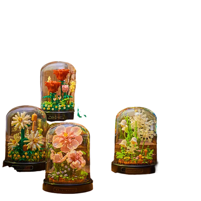 Norvo | Diy Mikro Blomster Byggekuber Mini Murstein Partikler Evig Liv Blomster Hjem Dekorasjon Monteringspuslespill Leketøysgave til Barn