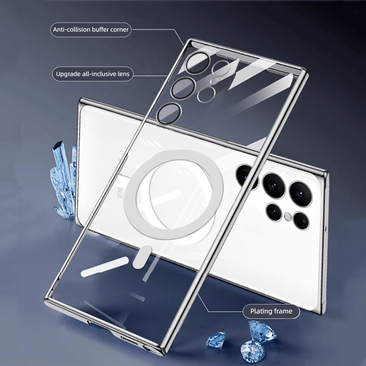 Norvo | Transparent luksusbelegg magnetisk deksel for Samsung