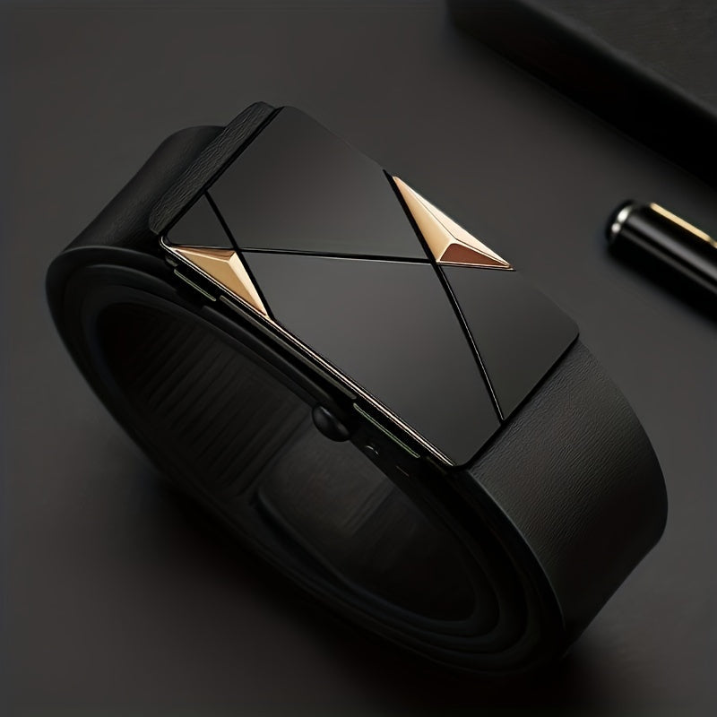 Norvo | Men’s ekte lærbelte med automatisk spenne – Klassisk justerbart storfellelivbelte