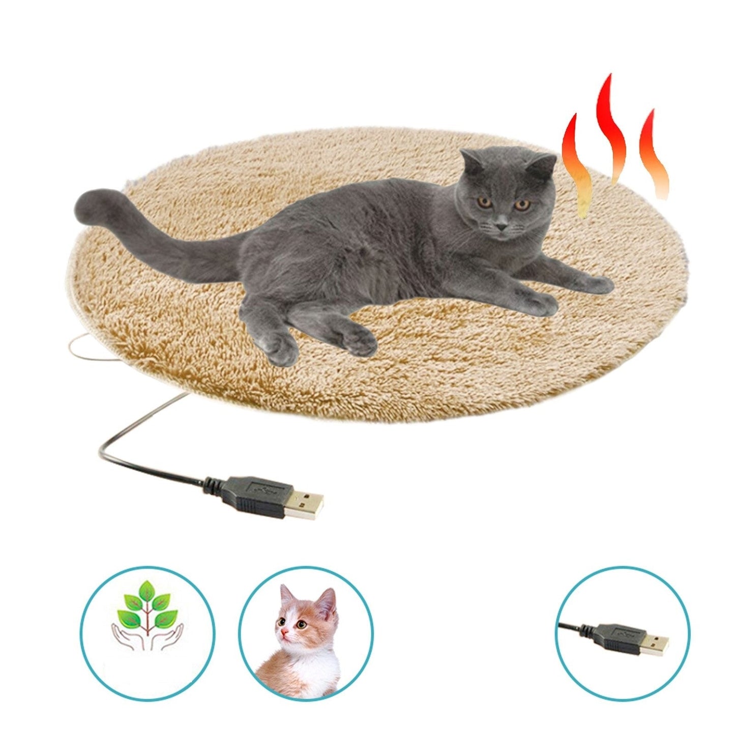 Norvo | USB oppvarmet pelskatt seng - Konstant temperatur & Portable vinterpute
