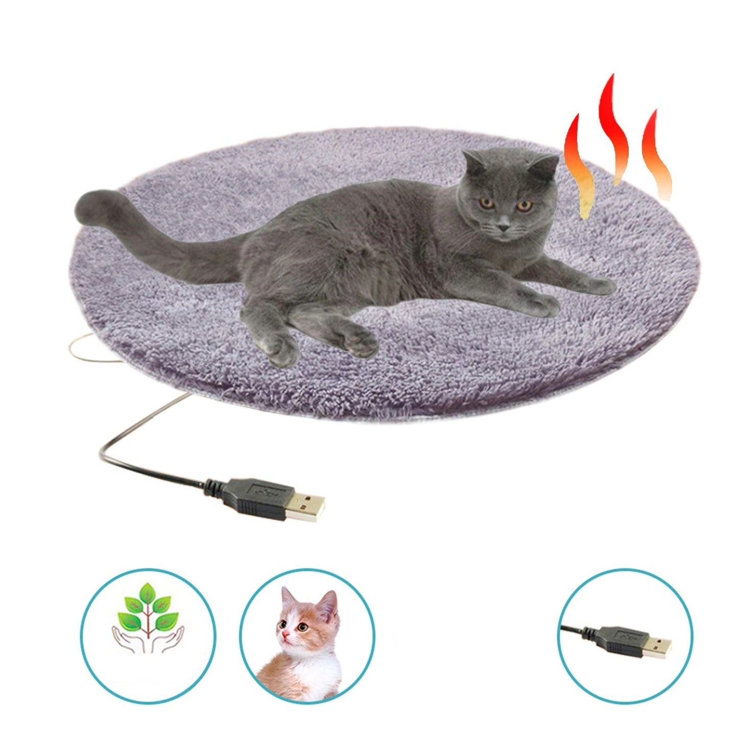 Norvo | USB oppvarmet pelskatt seng - Konstant temperatur & Portable vinterpute