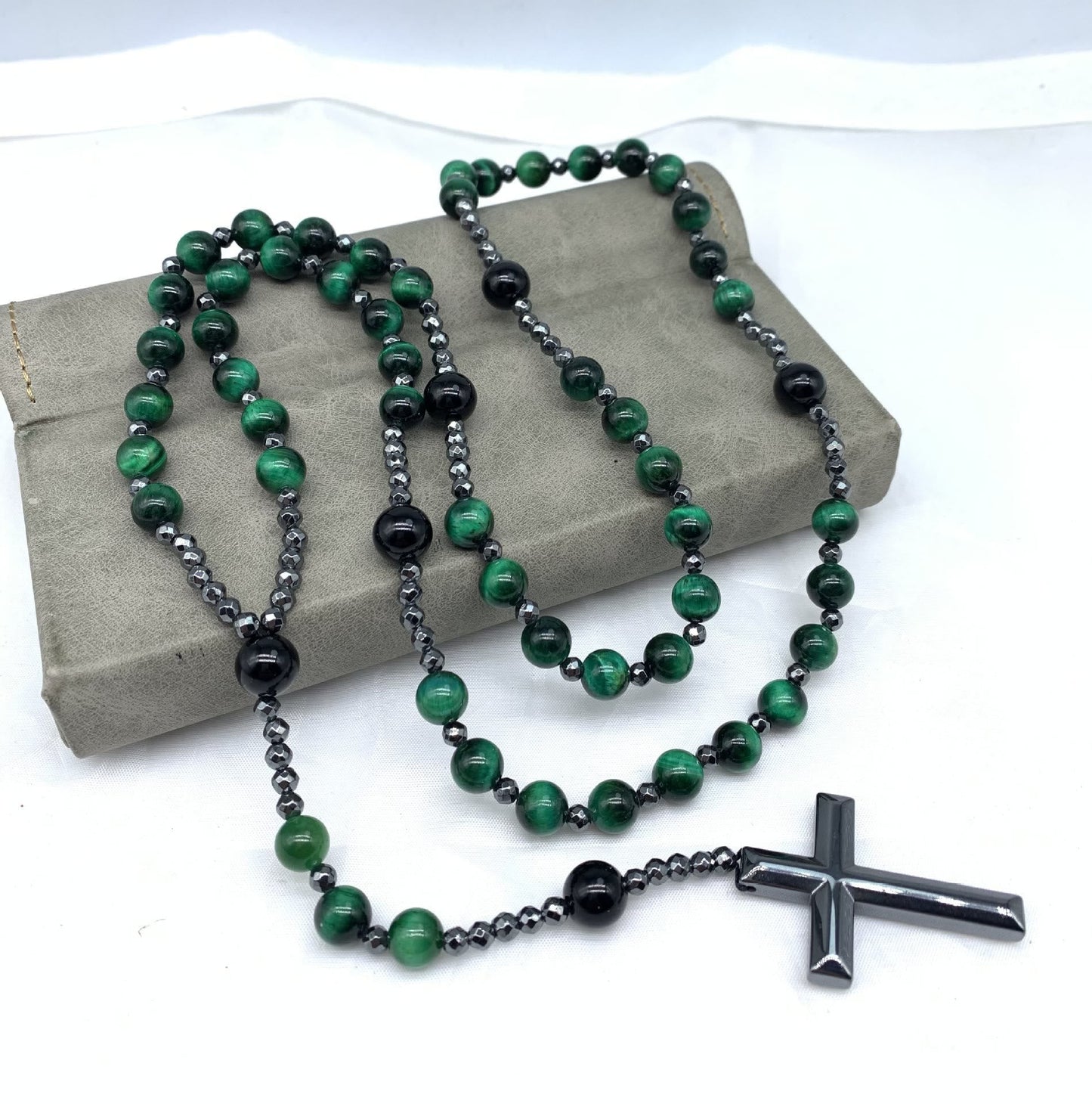 Norvo | Tiger Eye Og Lapis Lazuli Kors Rosary Halskjede For Menn - Orion