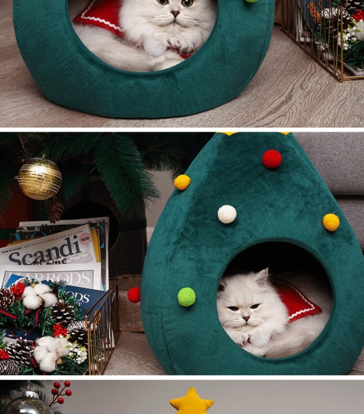 Christmas Tree Cat Bed - FestivePurr Norvo