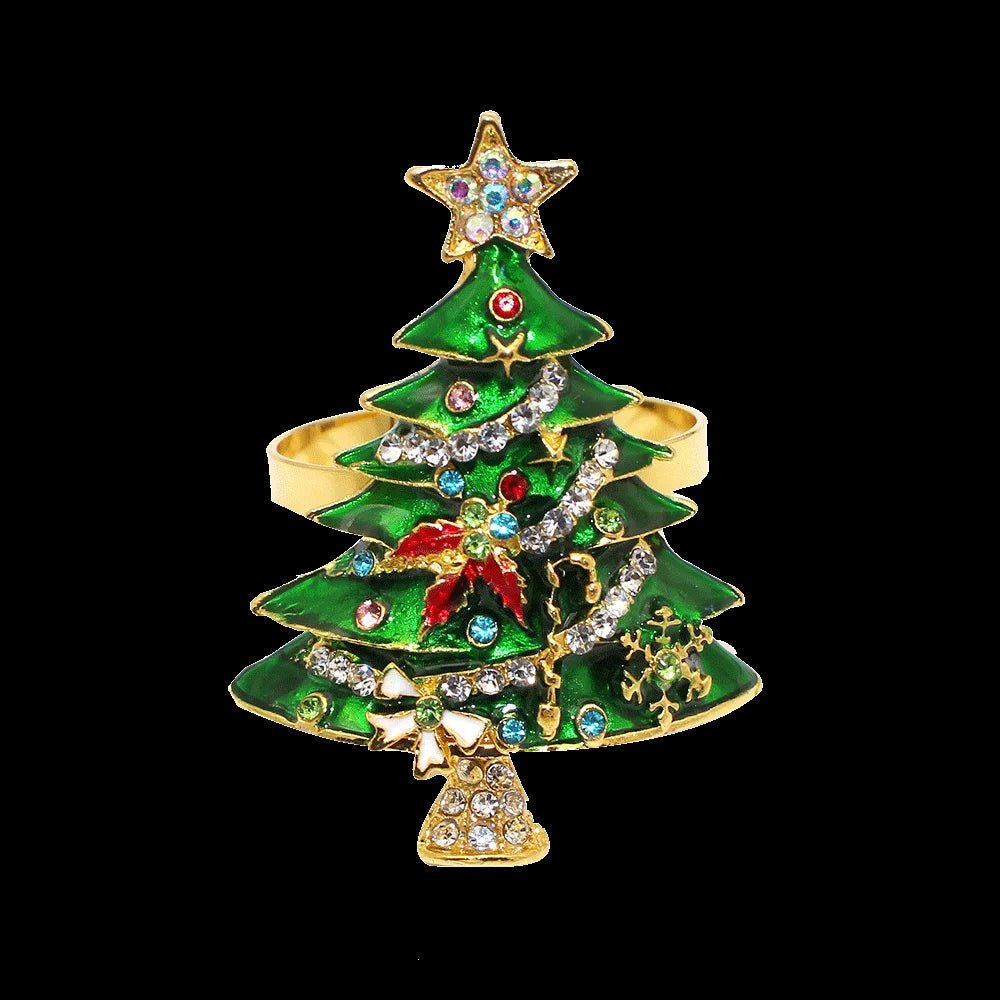 Norvo | Juletrær Metall Serviettringer Sett - Perfekt for Festmiddager, Bryllup og Banketter