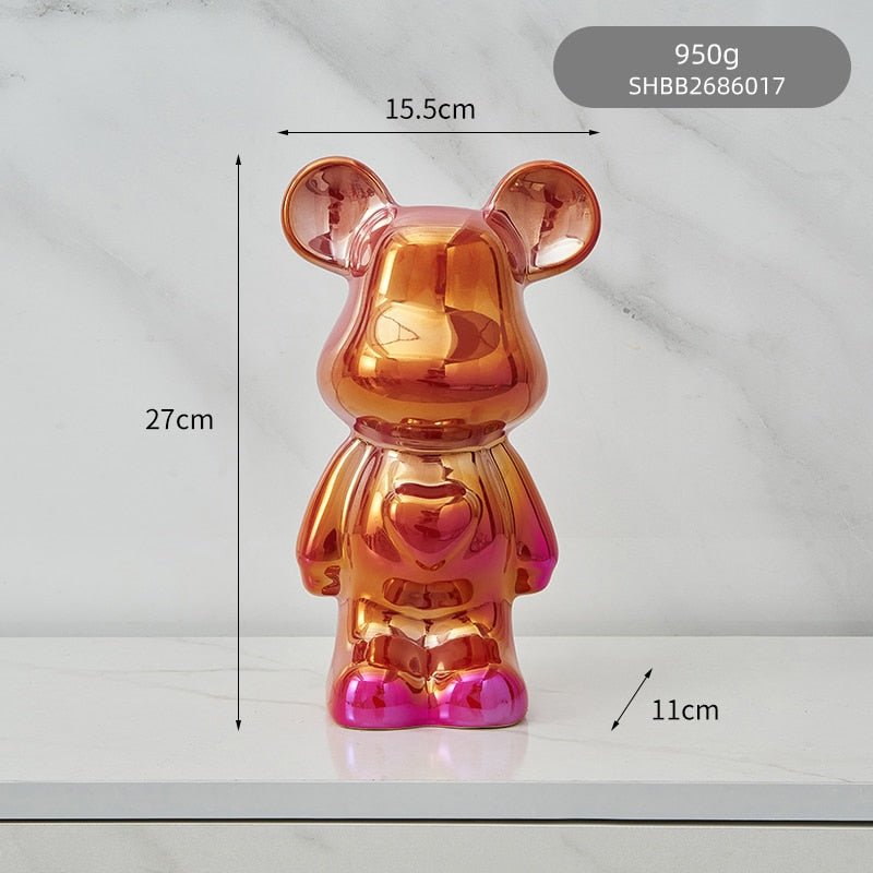 Norvo | Fargerik Keramikk Bjørn Skulptur og Statue Sparegris Skrivebords Ornament