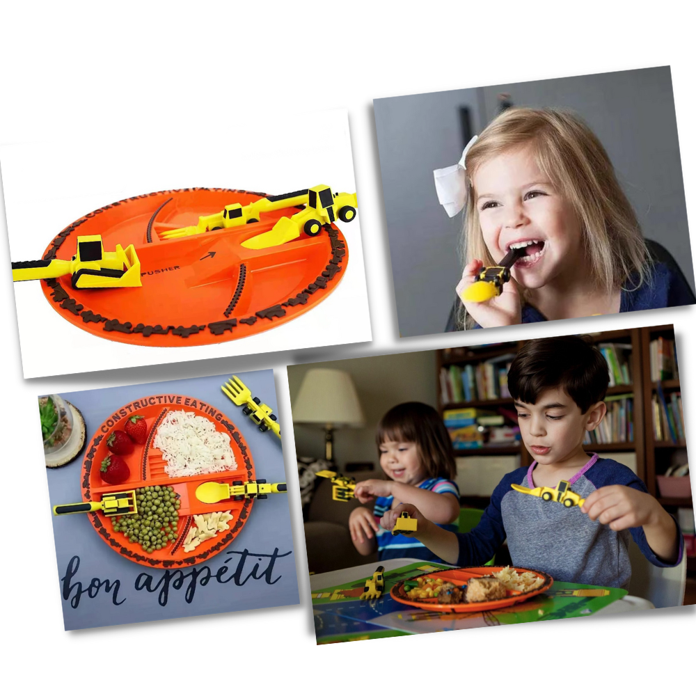 Kreativt og konstruktivt sett med tallerkener og bestikk