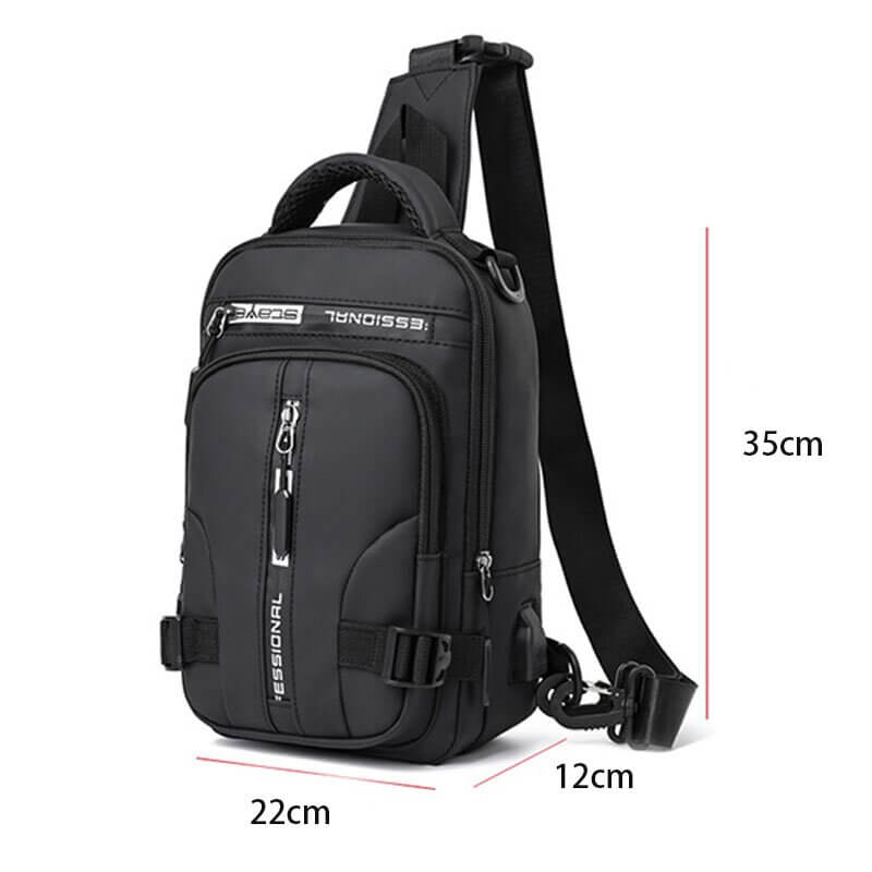 Norvo | Vanntett Oxford Crossbody Bag, Tyverisikkert Sling Bag, USB Lading & Flerlommes Design