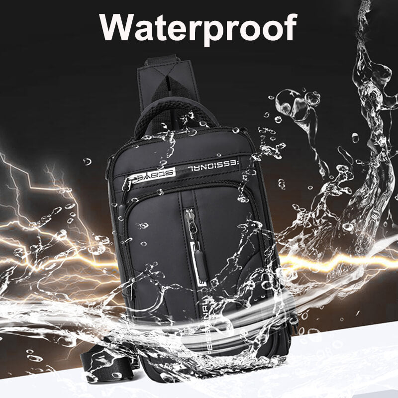Norvo | Vanntett Oxford Crossbody Bag, Tyverisikkert Sling Bag, USB Lading & Flerlommes Design