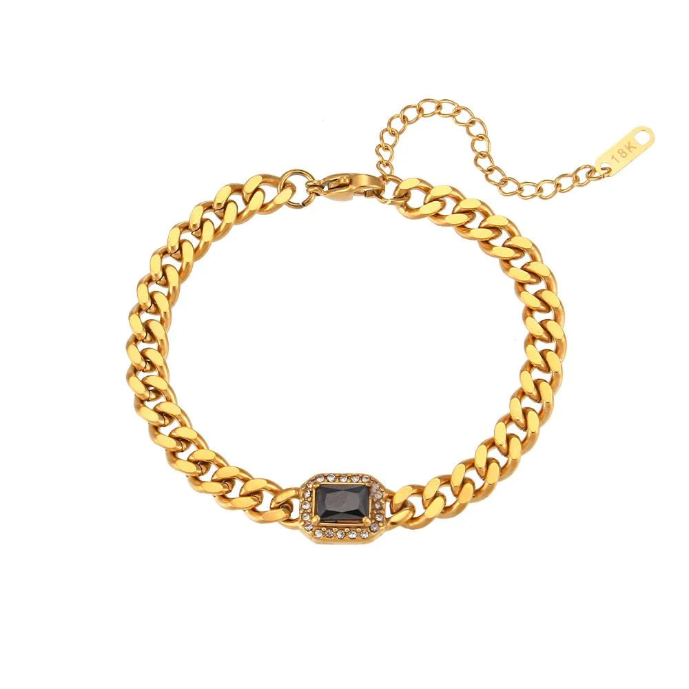 Norvo | Cuban Chain Square Cut Diamond Choker og Armbånd