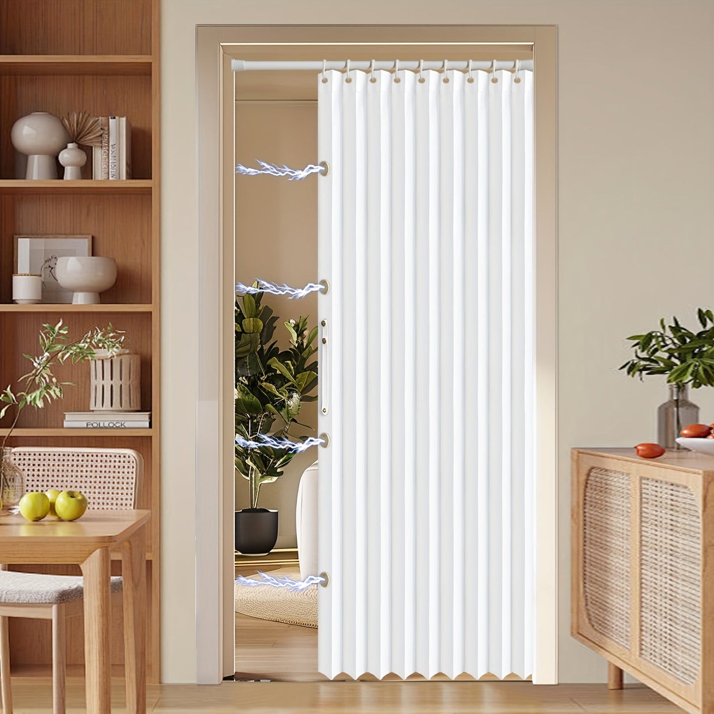 Norvo | Fargerik magnetisk faltegardin – Enkel innredning, plassbesparende romdeler for hjem og virksomhet – Livlig kunstnerisk design, maskinvaskbart polyester