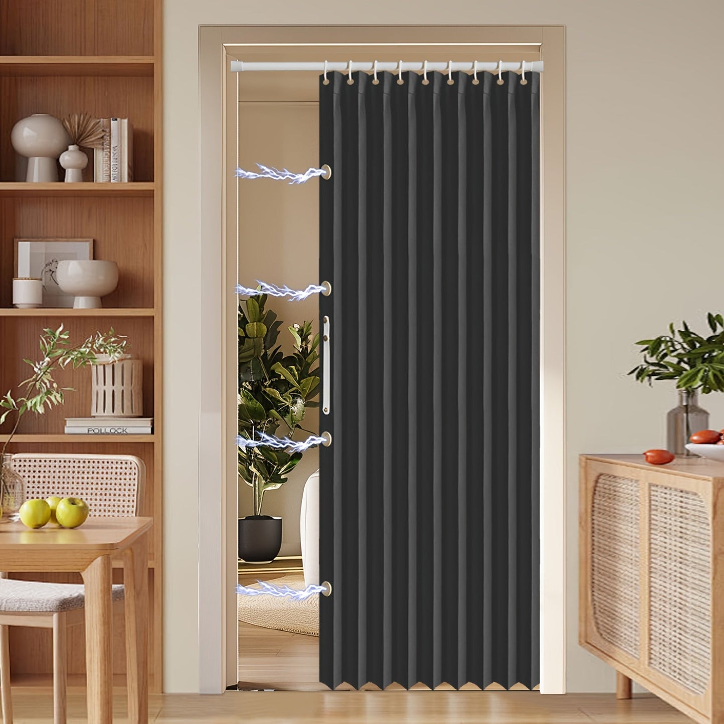 Norvo | Fargerik magnetisk faltegardin – Enkel innredning, plassbesparende romdeler for hjem og virksomhet – Livlig kunstnerisk design, maskinvaskbart polyester