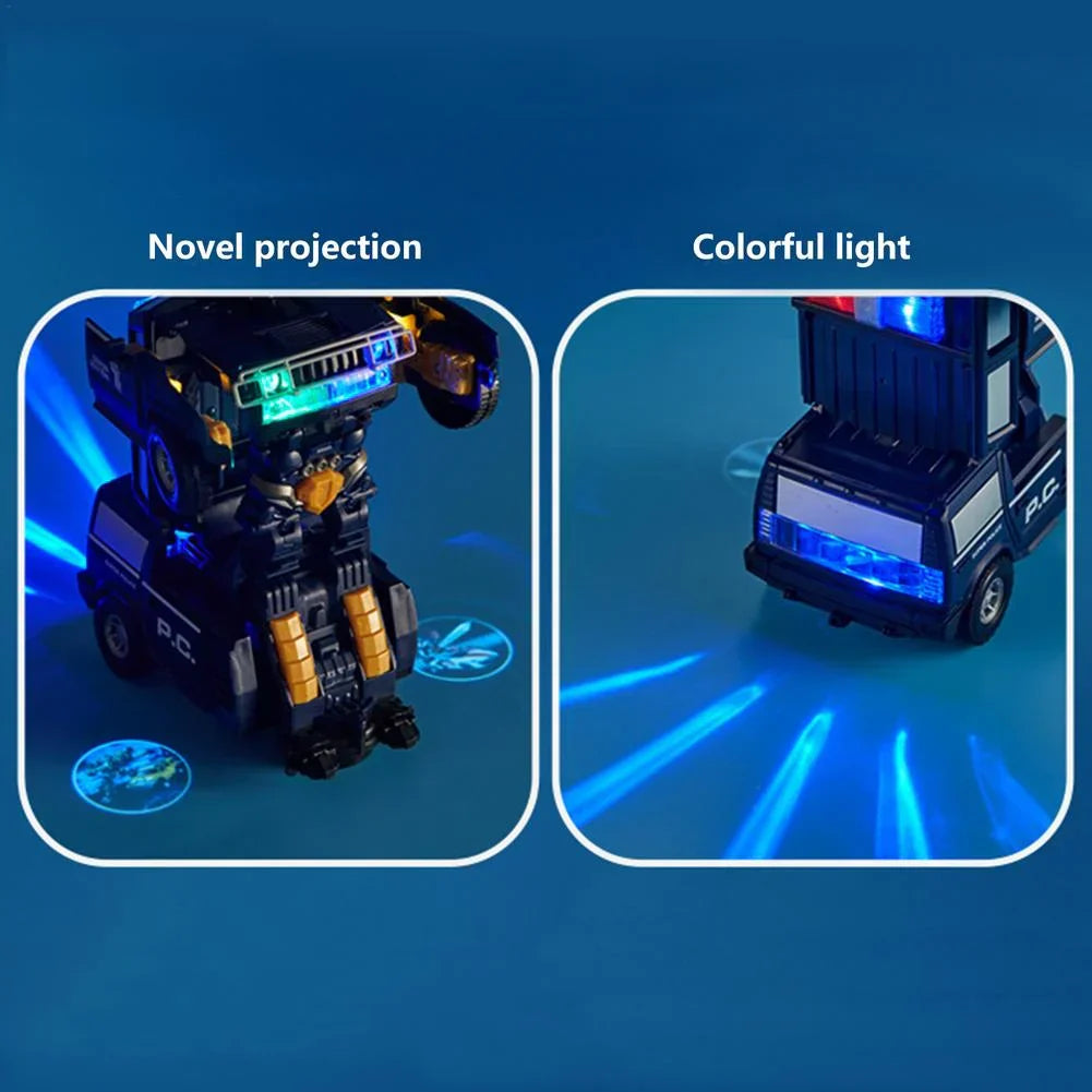 Norvo | Transforming Robot Car | 2-i-1 Politibil & Robotleketøy med Lys og Lyd