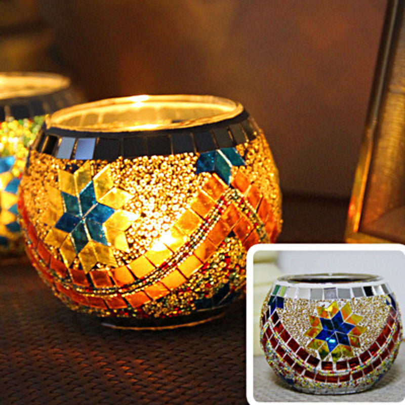 Norvo | Europeisk Retro Glass Mosaic Tealight Holder