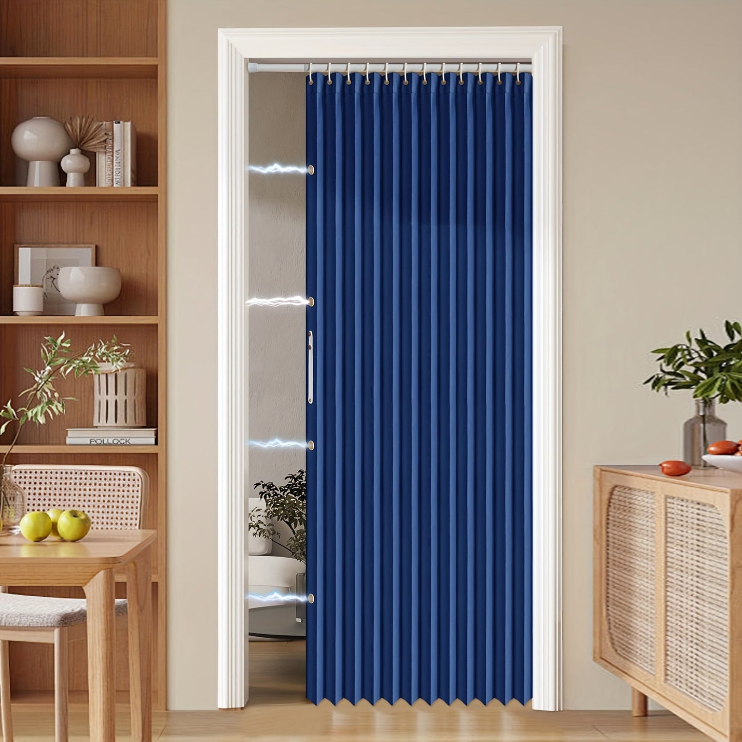Norvo | Fargerik magnetisk faltegardin – Enkel innredning, plassbesparende romdeler for hjem og virksomhet – Livlig kunstnerisk design, maskinvaskbart polyester