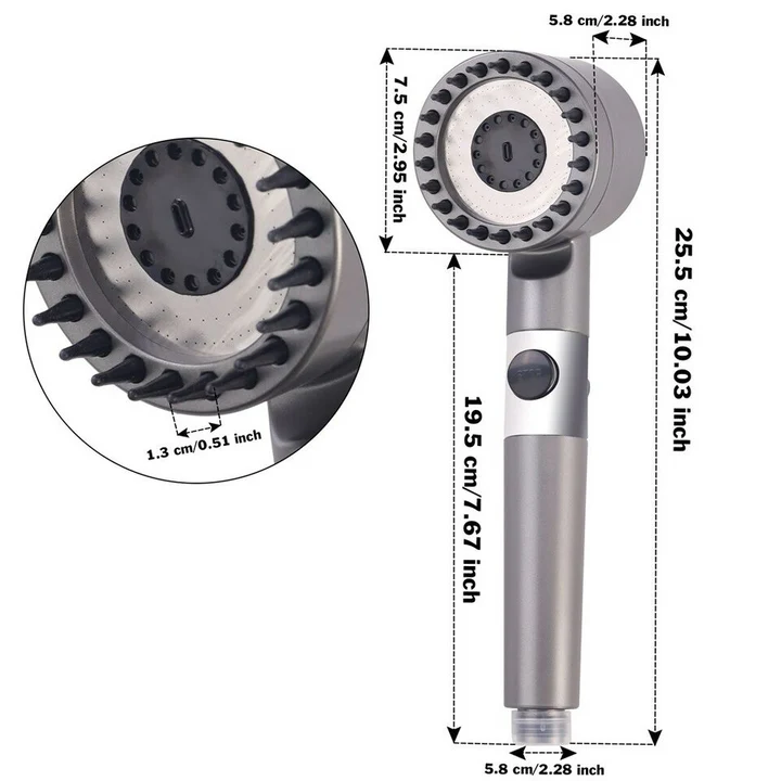 Norvo | Høytrykk massasje dusjhode - Hånddusj med 3 spraytyper og filtre