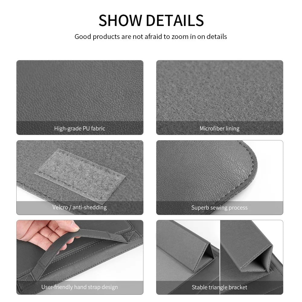 Norvo | 4-i-1 Laptop Sleeve - Slim Beskyttelsesveske med Stativfunksjon