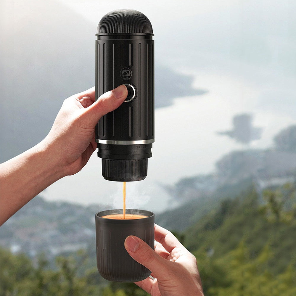 Norvo | Selvmålt bærbar elektrisk espressomaskin med USB-C-lader – Kompatibel med malt kaffe & Nespresso-kapsler