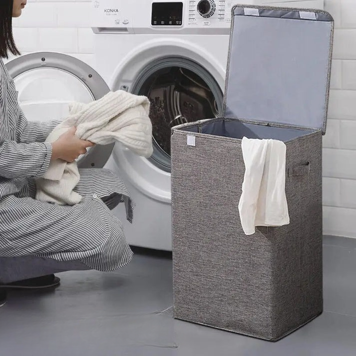 Norvo | Sammenleggbar Vaskekurv med Lokk – Stor Kapasitet