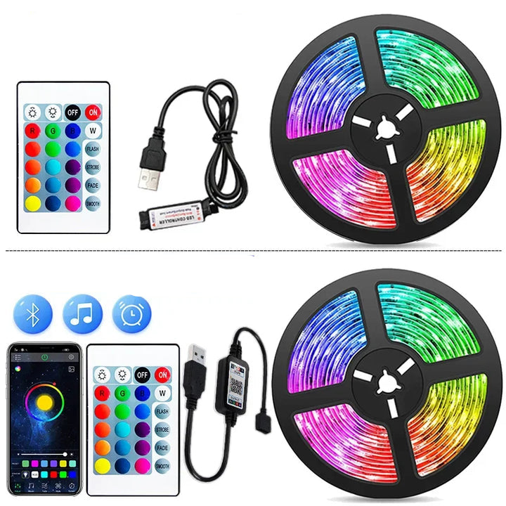 Norvo | RGB LED-bånd med USB-tilkobling - Fargeforandrende lys for omgivelses- og TV-belysning