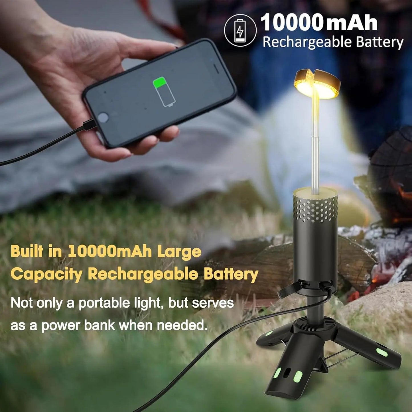 Norvo | 10000mAh Campinglys med Stativ