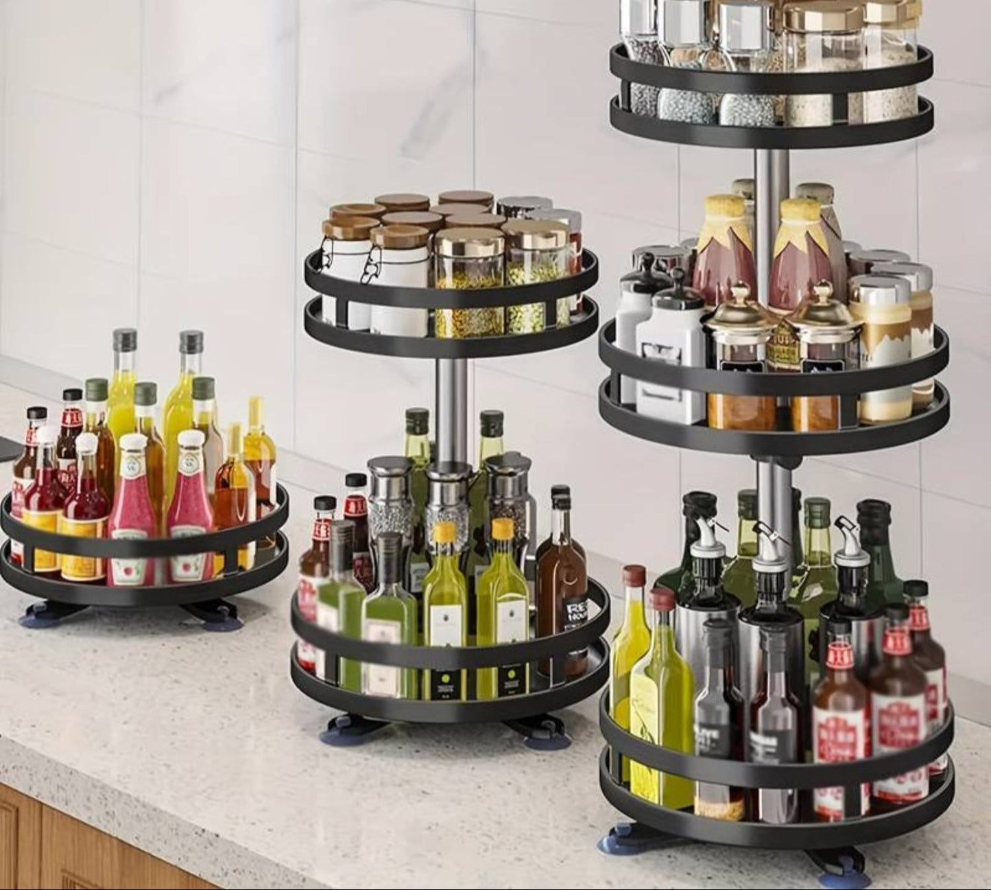 Norvo | TwistRack 360° – Roterende lagringshylle | Plassbesparende justerbar organiser for kjøkken, bad og hjem