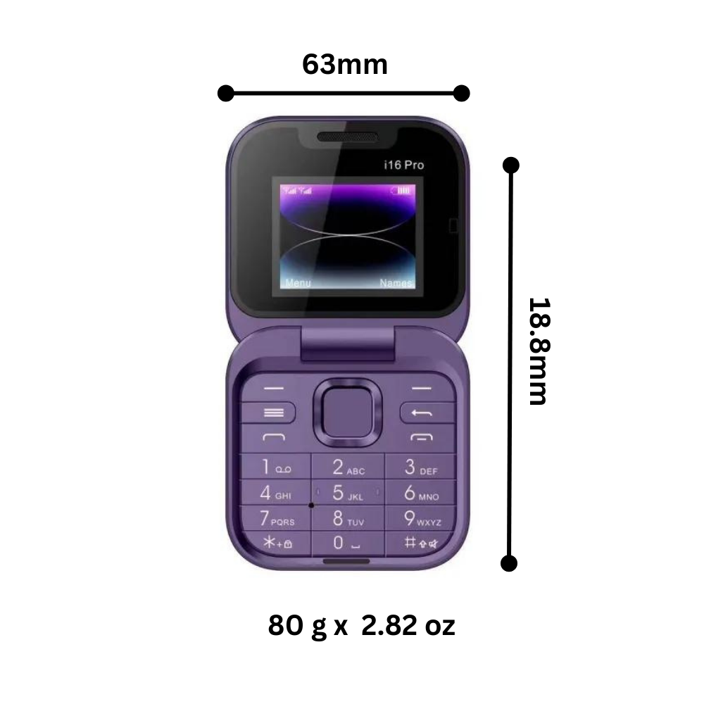 Liten sammenleggbar mobiltelefon med dobbelt sim-kort