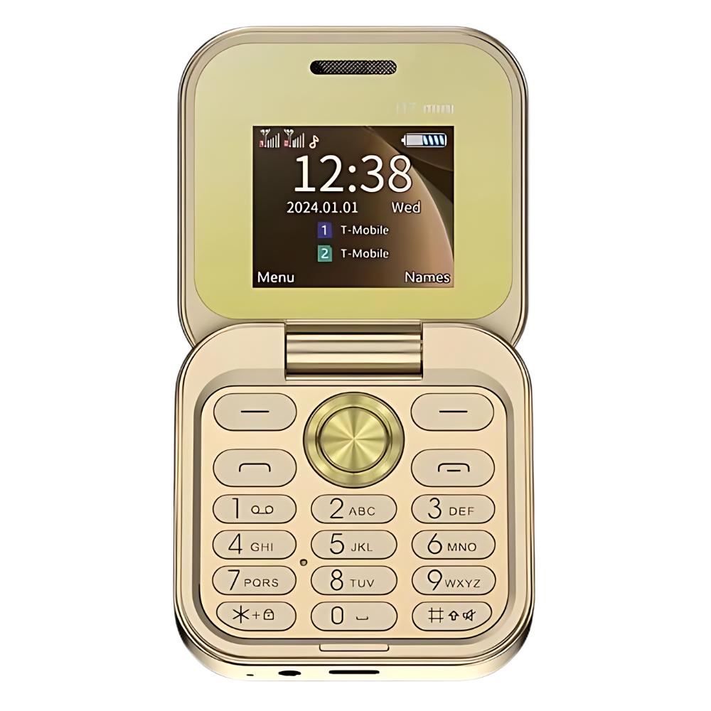 Liten sammenleggbar mobiltelefon med dobbelt sim-kort