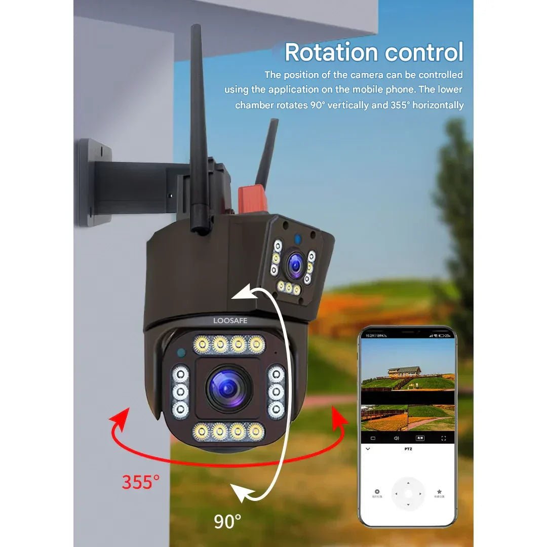 Norvo | GUARDIAN EYE 4K – Trådløst utendørs sikkerhetskamera med solcellepanel og 10x zoom