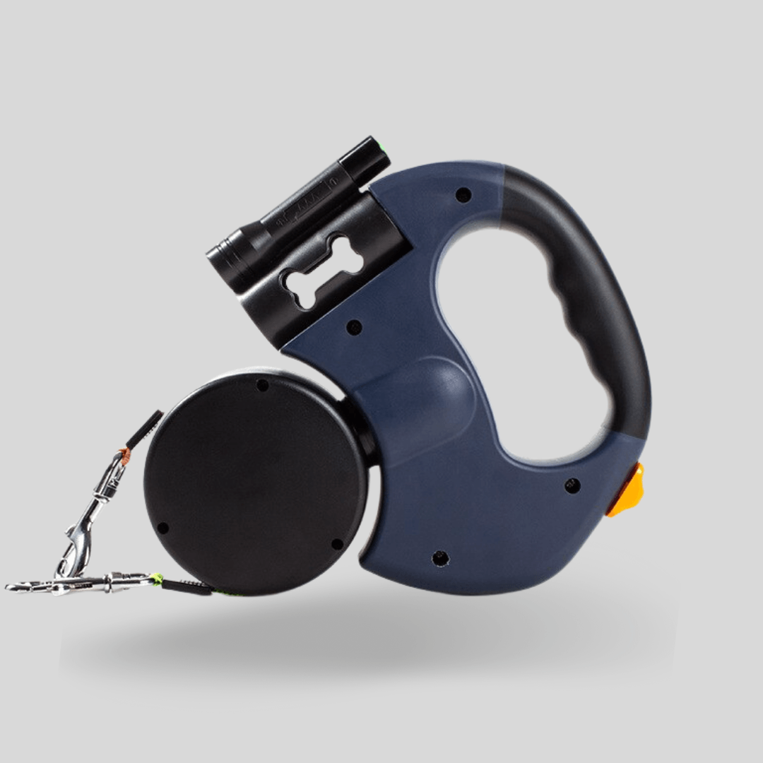 Norvo | DuoLeash Dobbel Hundebånd – Utstrykkbar & Knutefri Med Lommelykt