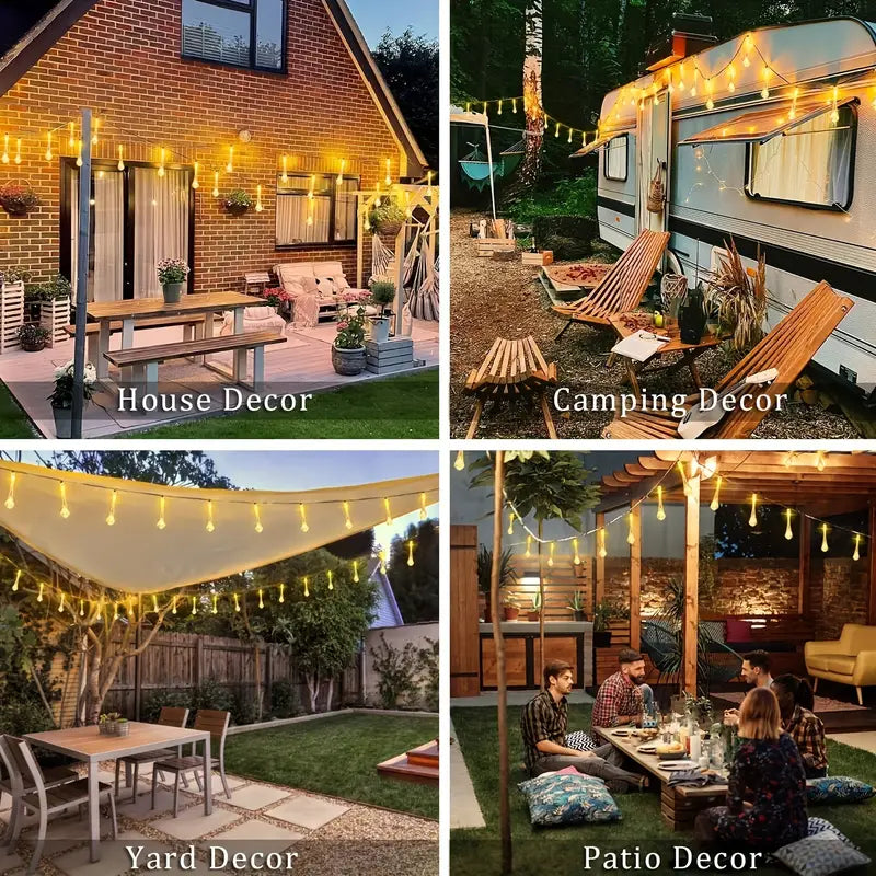 Norvo | Solar LED Lyskjeder – Fargerike Dråpe Lys for Hage, Terrasse og Dekorasjon