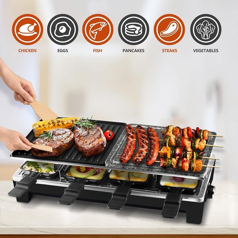 Norvo | Elektrisk Grill 2-i-1 med Raclette-fat og Non-Stick