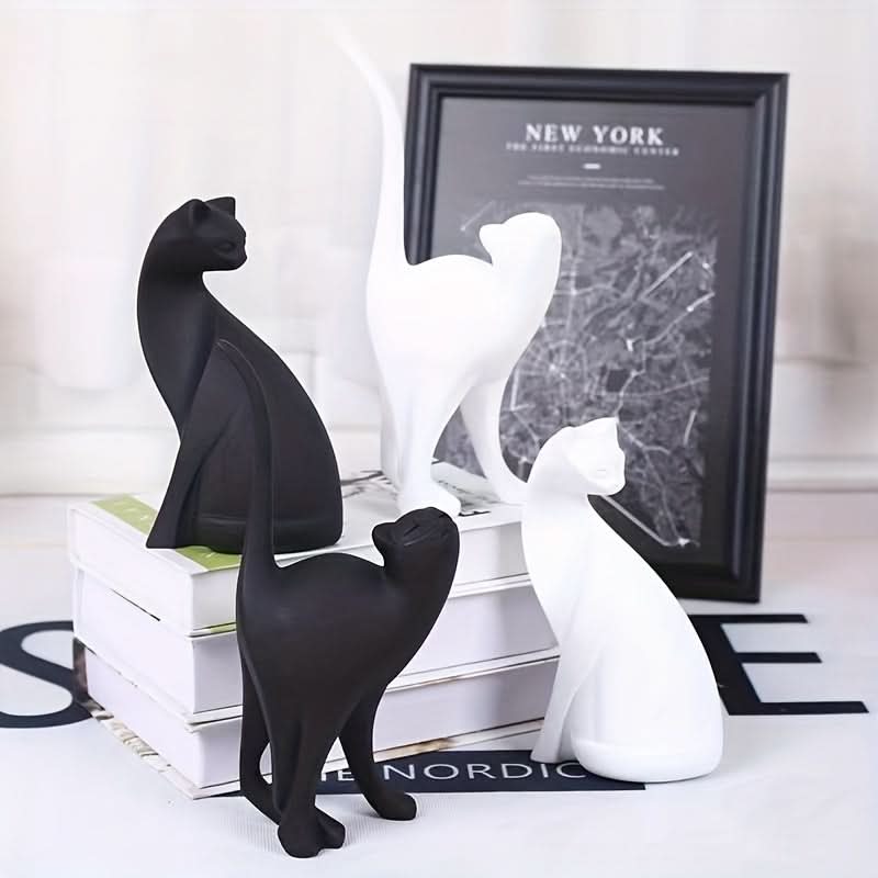 Norvo | Moderne Harpiks Katt Figur – Nordisk Stil Dekor