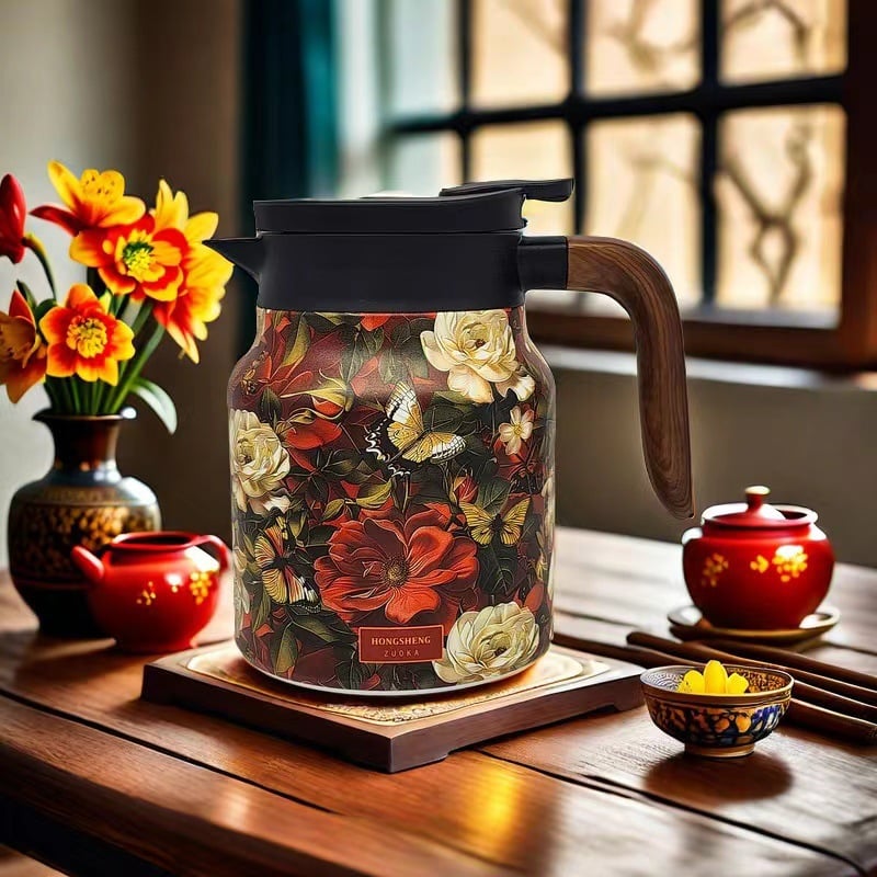 Norvo | Vintage Floral Pattern Te-kanne – Innebygd infusor