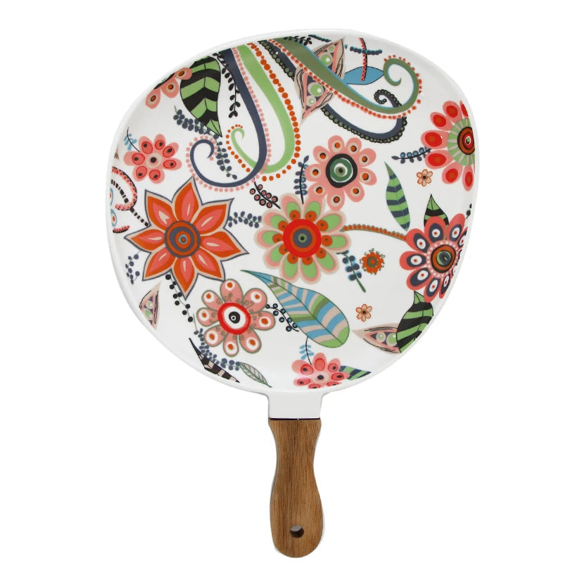 Norvo | Elegant nordisk keramiske middagstallerkener med trehåndtak