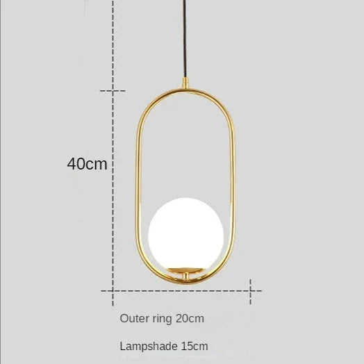 Gylden glasskuppel taklampe
