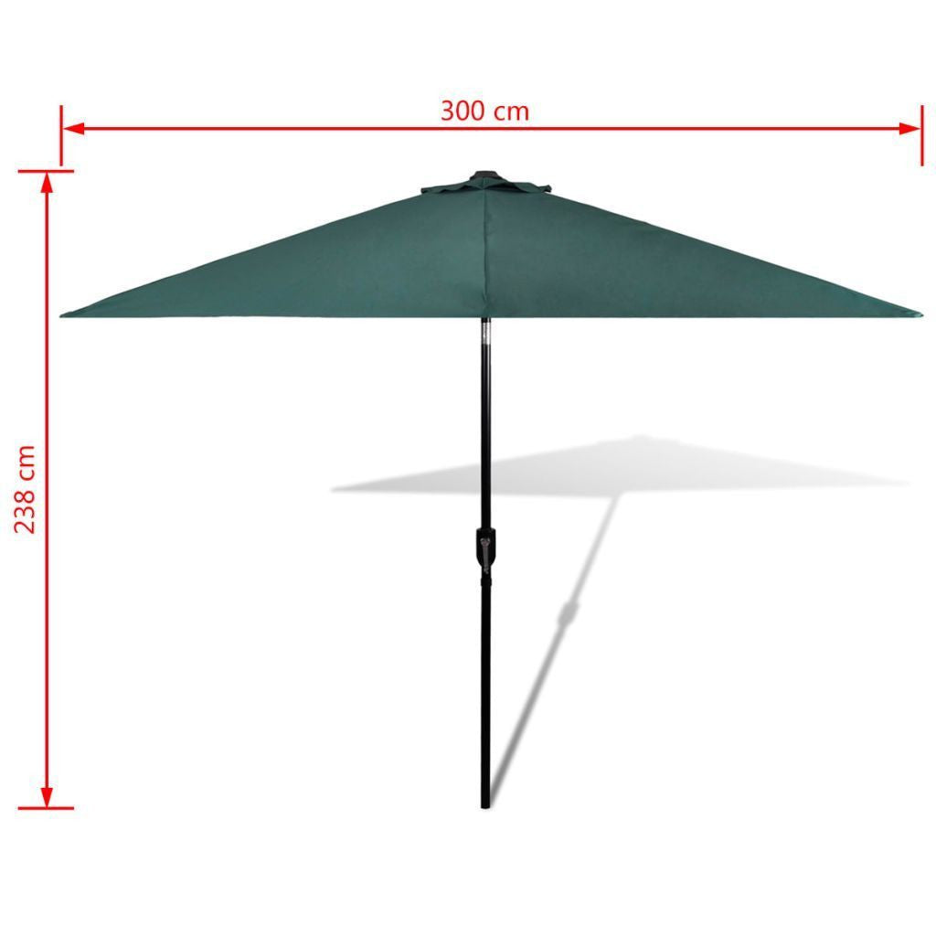 Parasol Grønn 3m Stål Stang