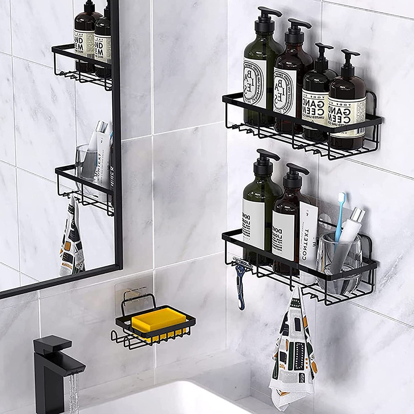 Svart dusjhyllesystem